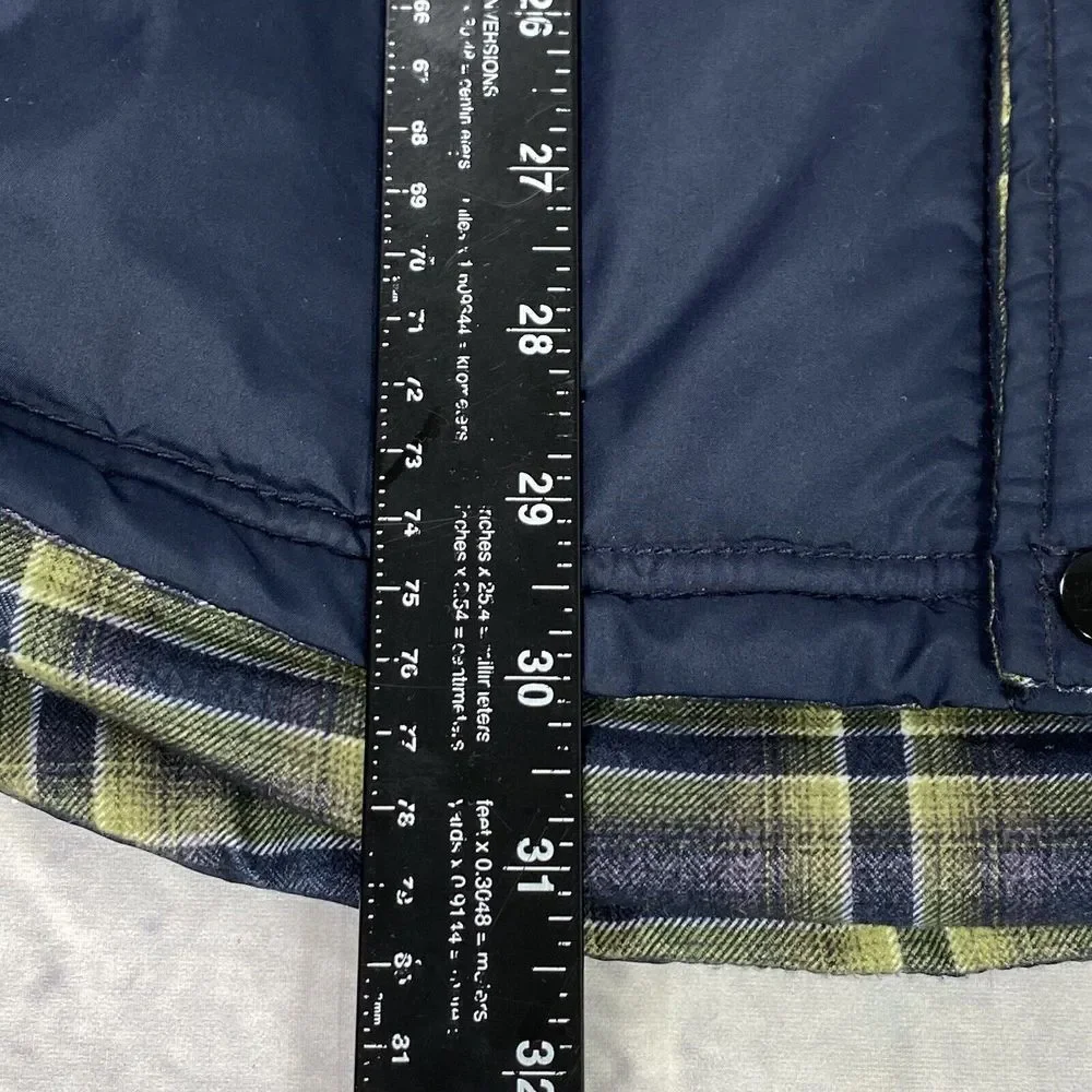 Aeropostale Mens Reversible Aero‎ Solid & Plaid Puffer Jacket Size 2XL Snap 6342